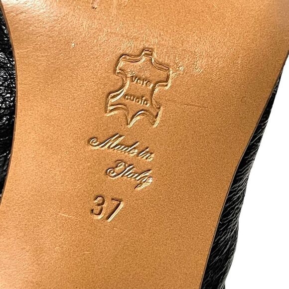 LANVIN Leather Ruched Round Toe Block Heels 37 - Picture 10 of 11